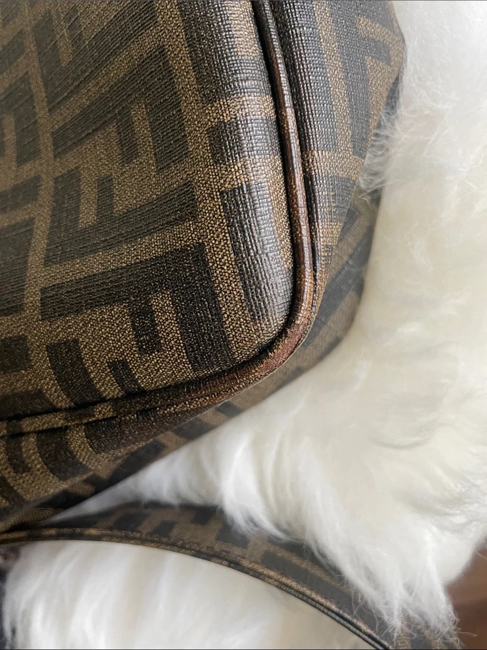 Fendi Brown FF Logo Crossbody Messenger Bag